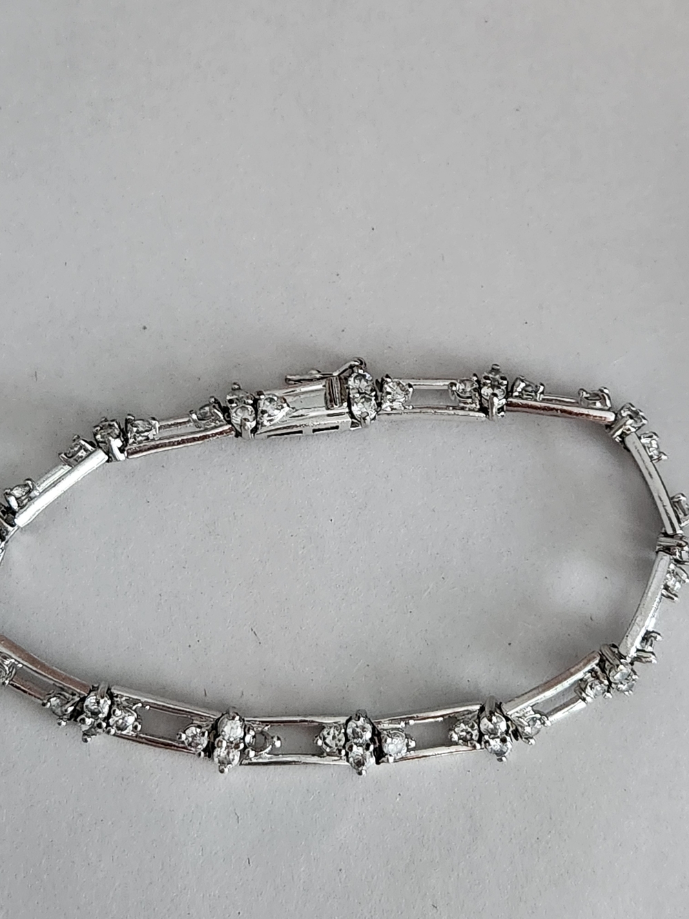 Classic Silver-Tone Tennis Bracelet with Clear Stones